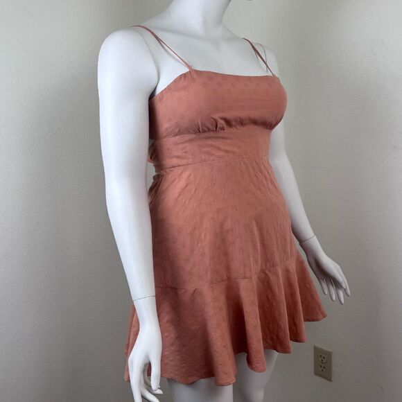 Lulus Women Size XL Orange Days of Dreaming Cotton Dot Tiered Mini NEW Dress - Picture 7 of 14
